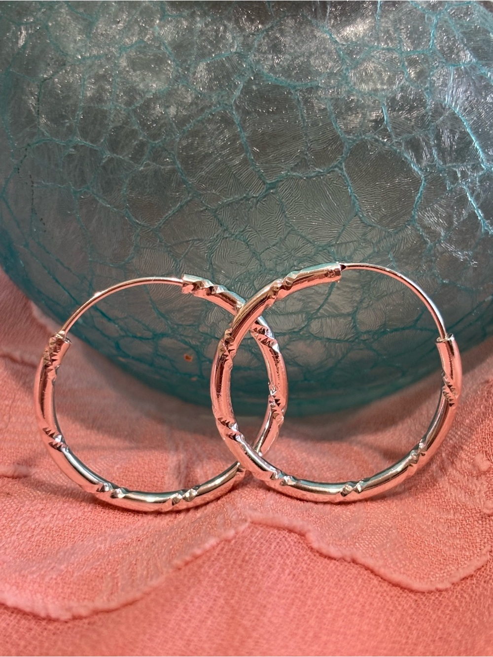 Elegant sterling silver Textured Hoop Earrings - Women Jewelry